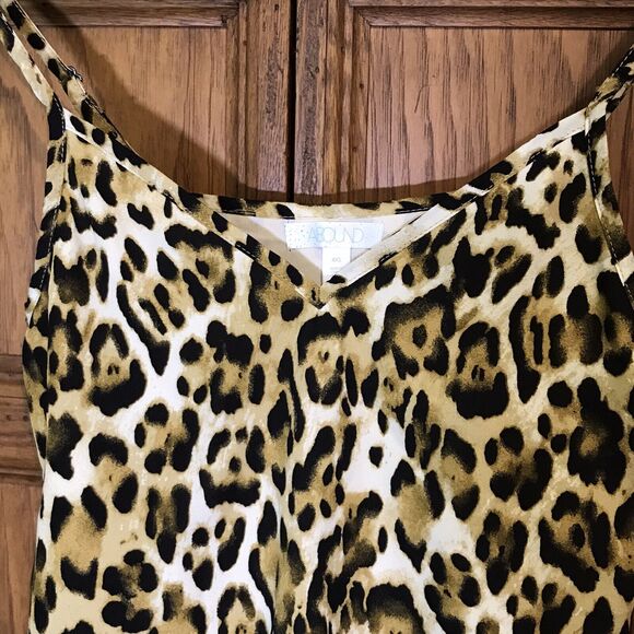 Abound Leopard Print Tank Top Women's XXS Black Tan Spaghetti Strap Adj. Cami - Picture 3 of 10
